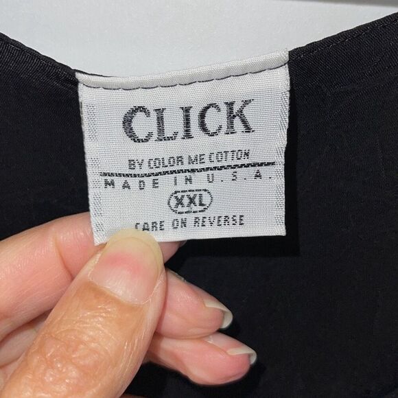 Click Color Me Cotton Womens 3/4 Sleeve Flowy Crinkle Layer Midi Dress Black XXL - Picture 5 of 8